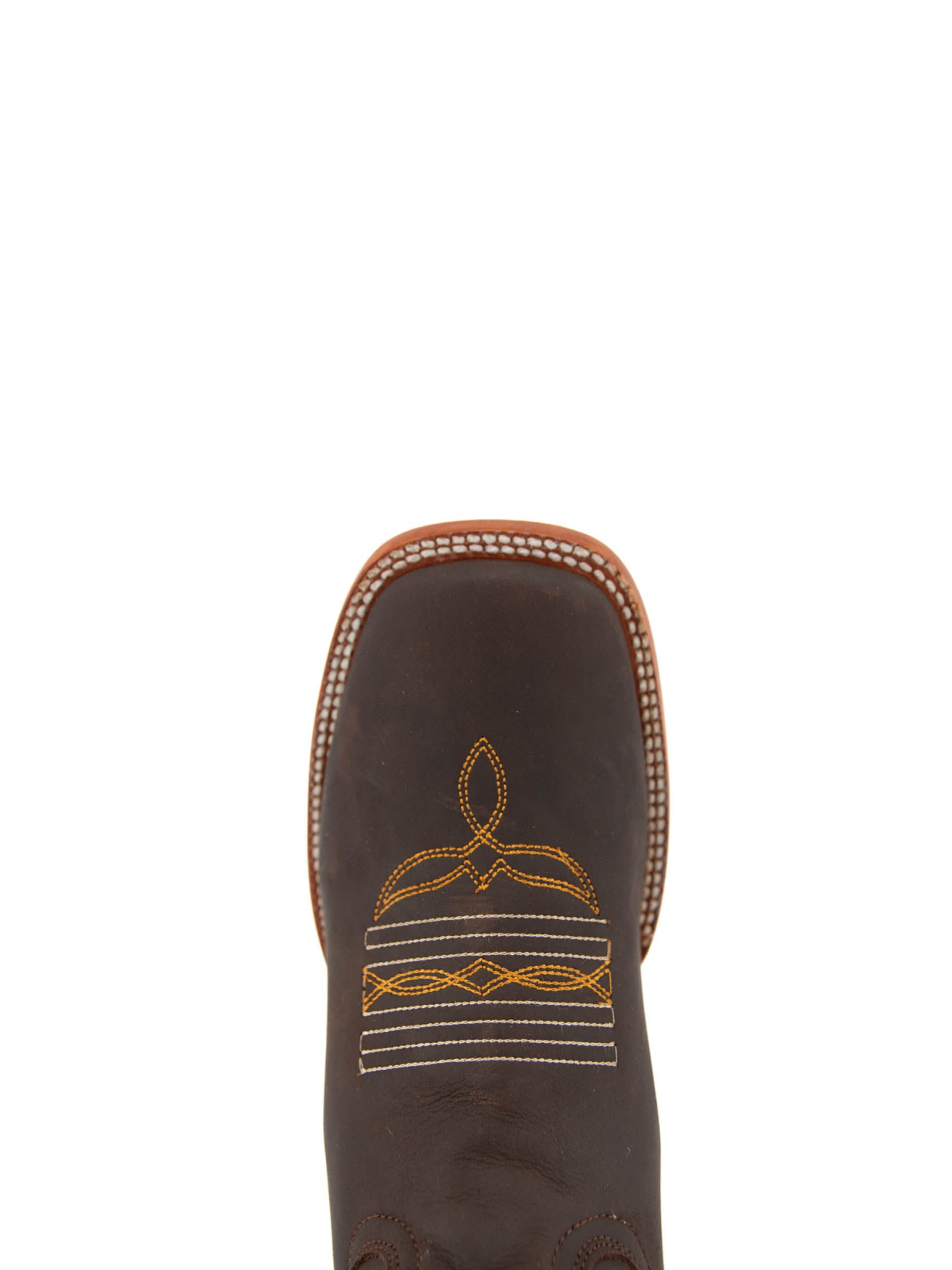 Camila Brown Square-Toe Sunflower Embroidery Mid Calf Cowgirl Boots