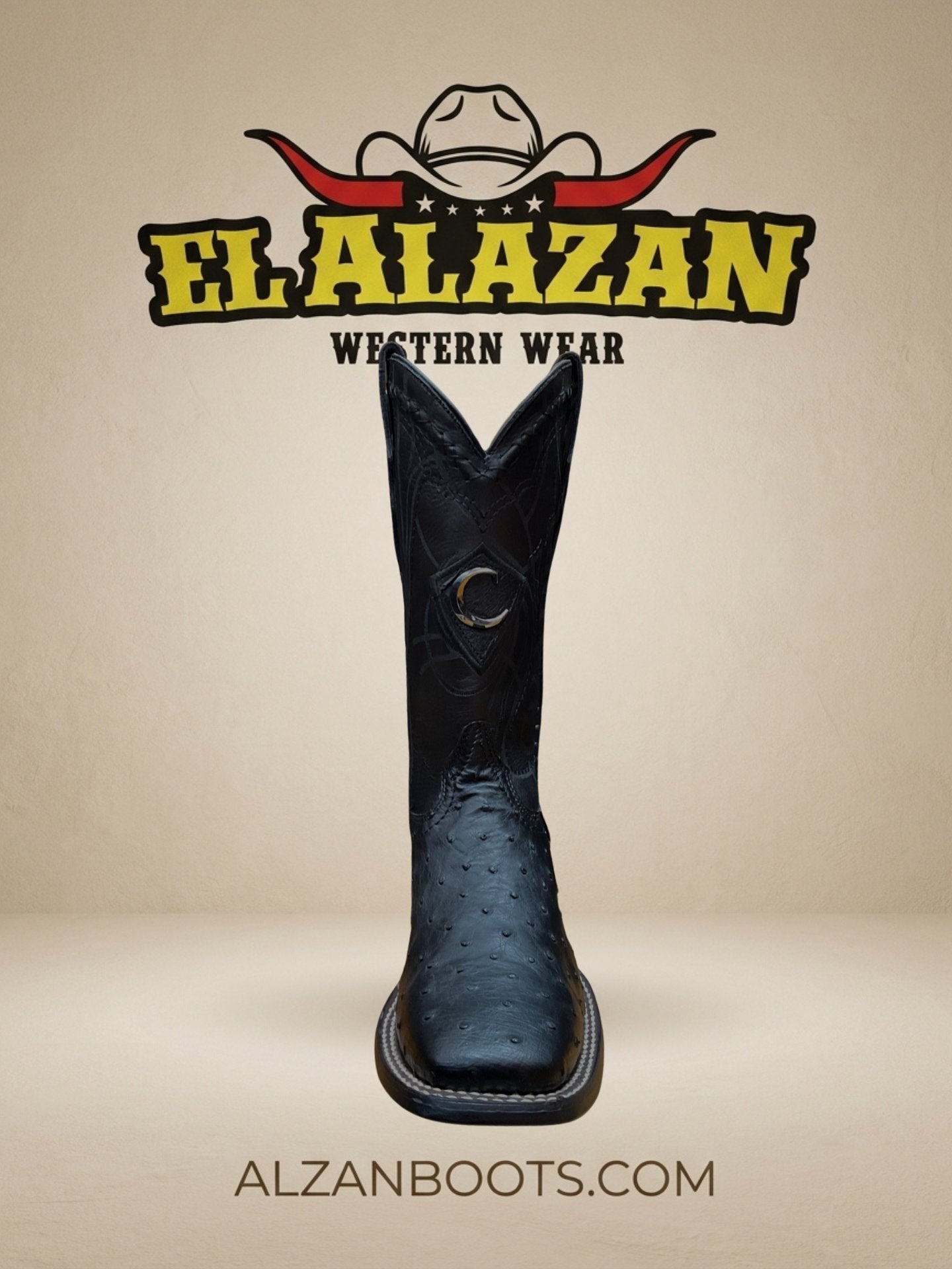 Cuadra Square Toe Boots Full Ostrich Black Boots