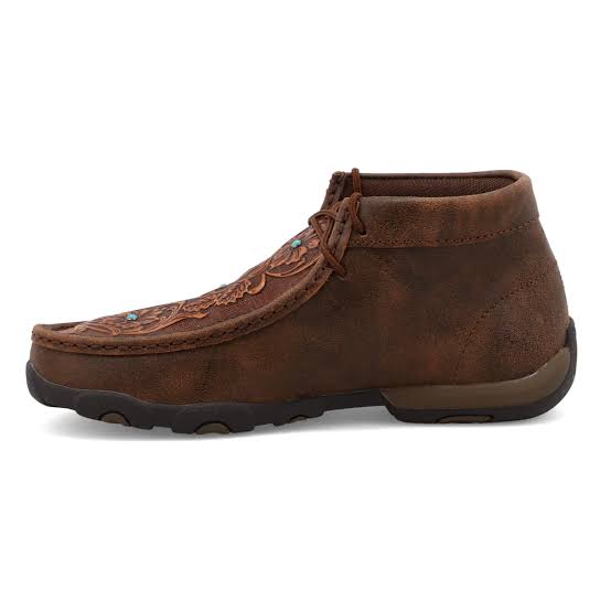 Wmns twisted X driving mocs brown/ tooled flowers