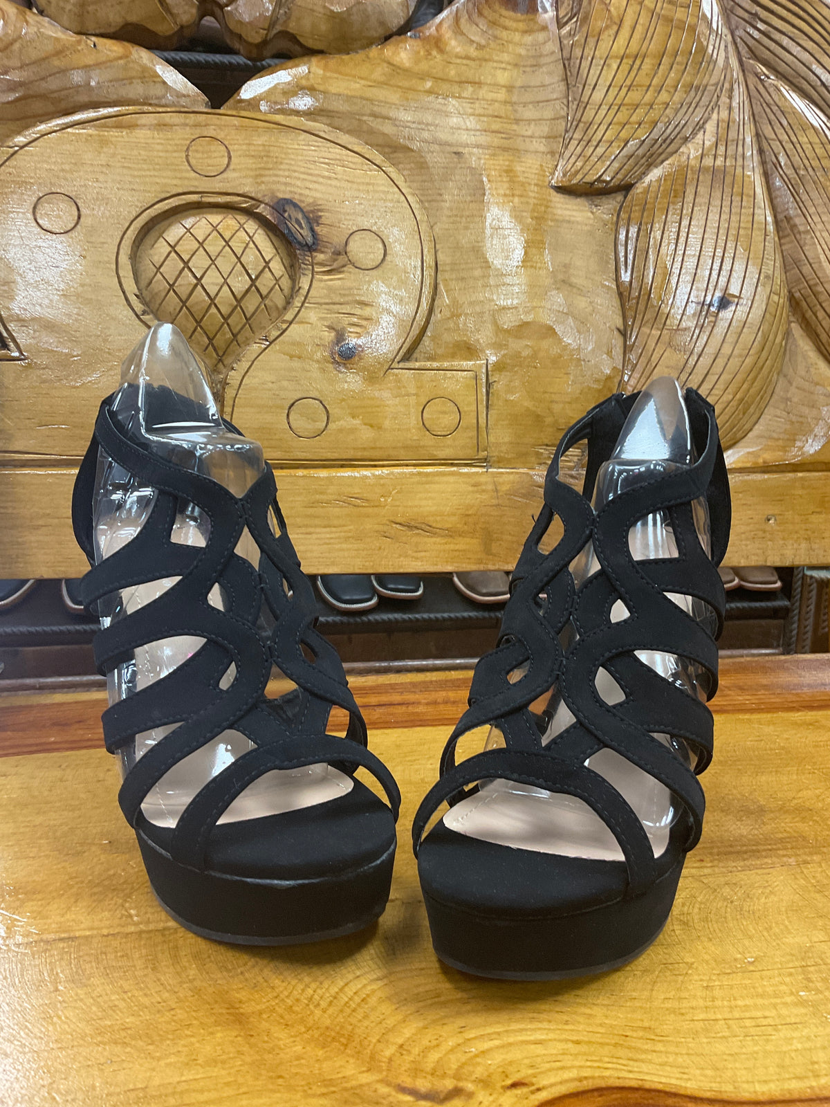 Flat black high heel