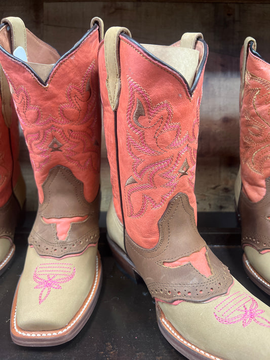 Tanner mark pink & tan kids boot