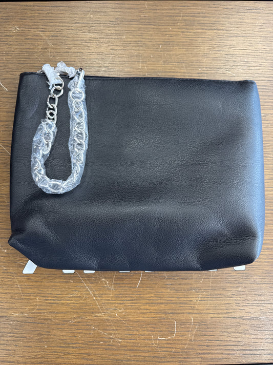 Black leather purse with silver chain