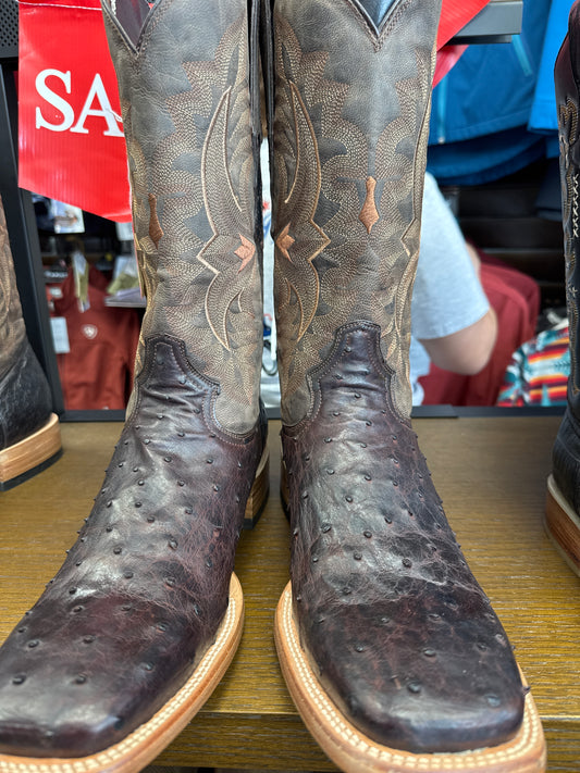 10.5 Brown Ostrich Tanner Mark Exotic Boots