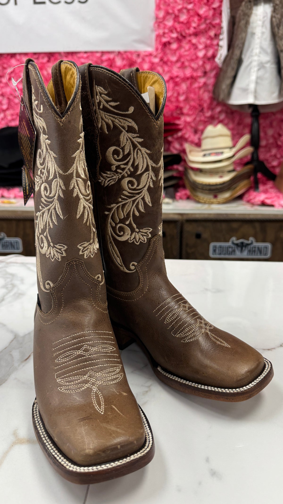 Women’s Floral Embroidery Cowgirl Square Toe Boots