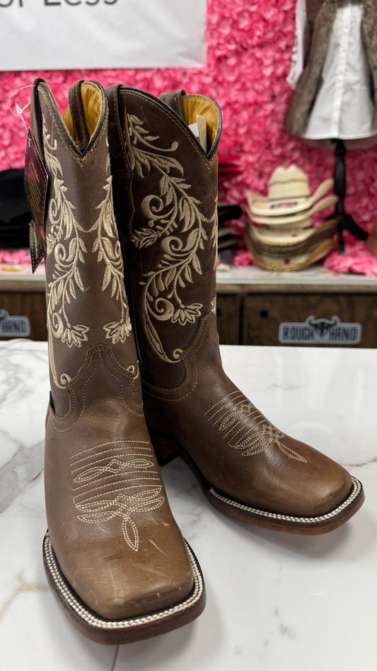 Women’s Floral Embroidery Cowgirl Square Toe Boots