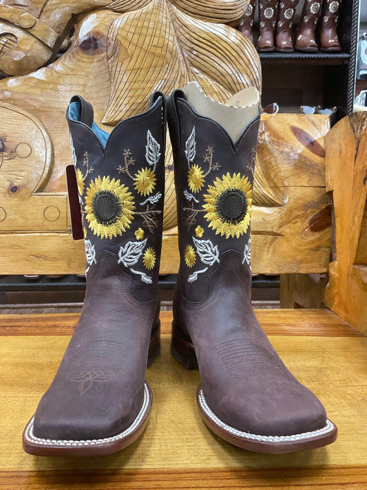 McAllen Wmns brown with sunflower boot