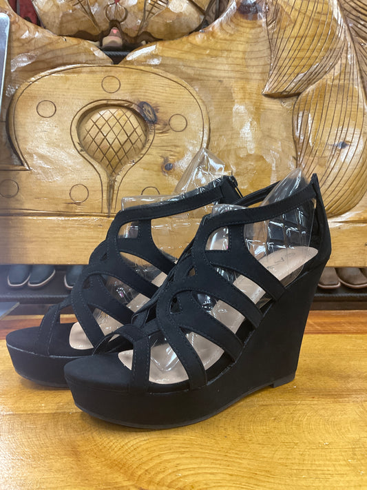 Flat black high heel
