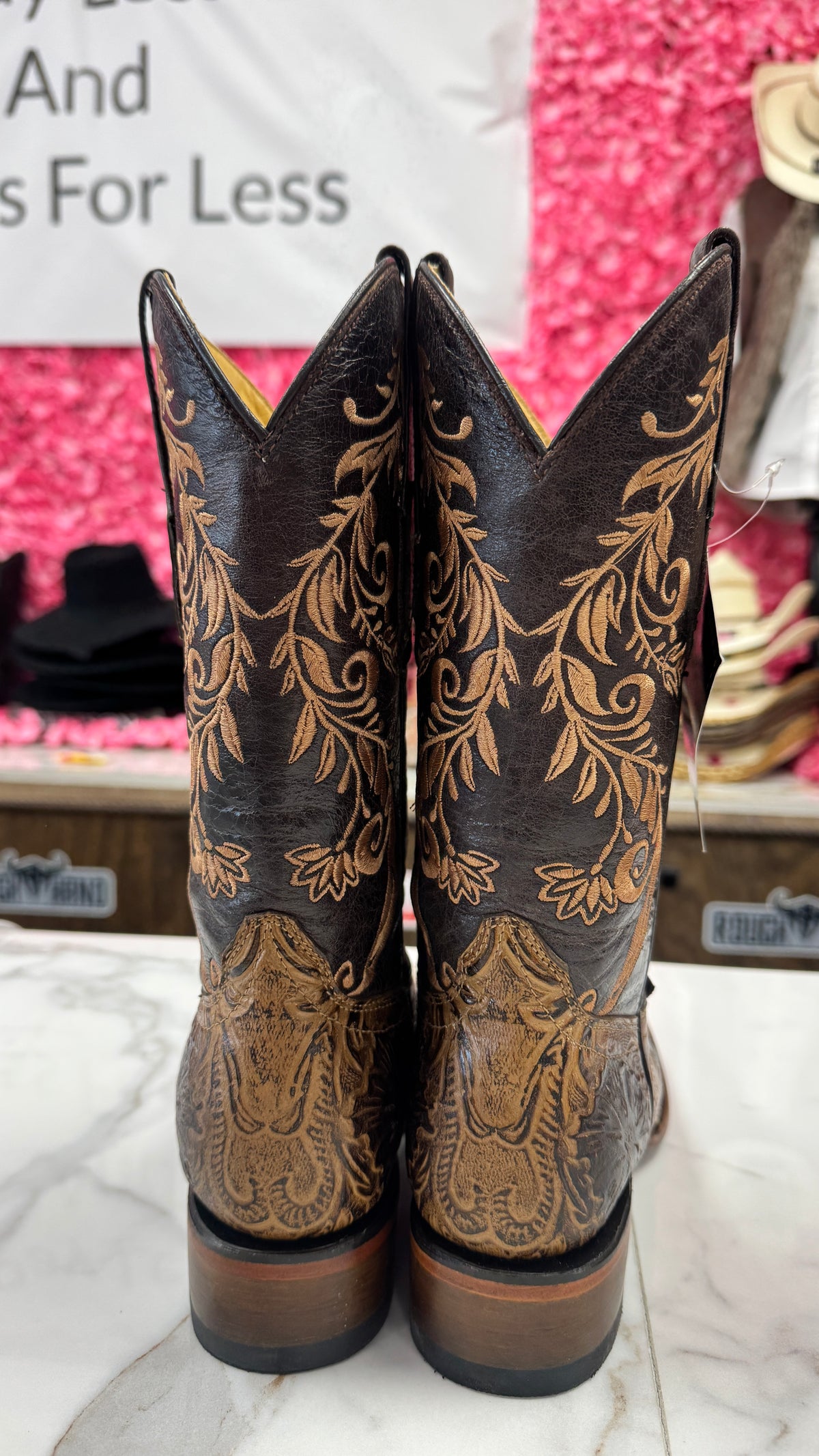 Mc Allen brown hand tool flower boots