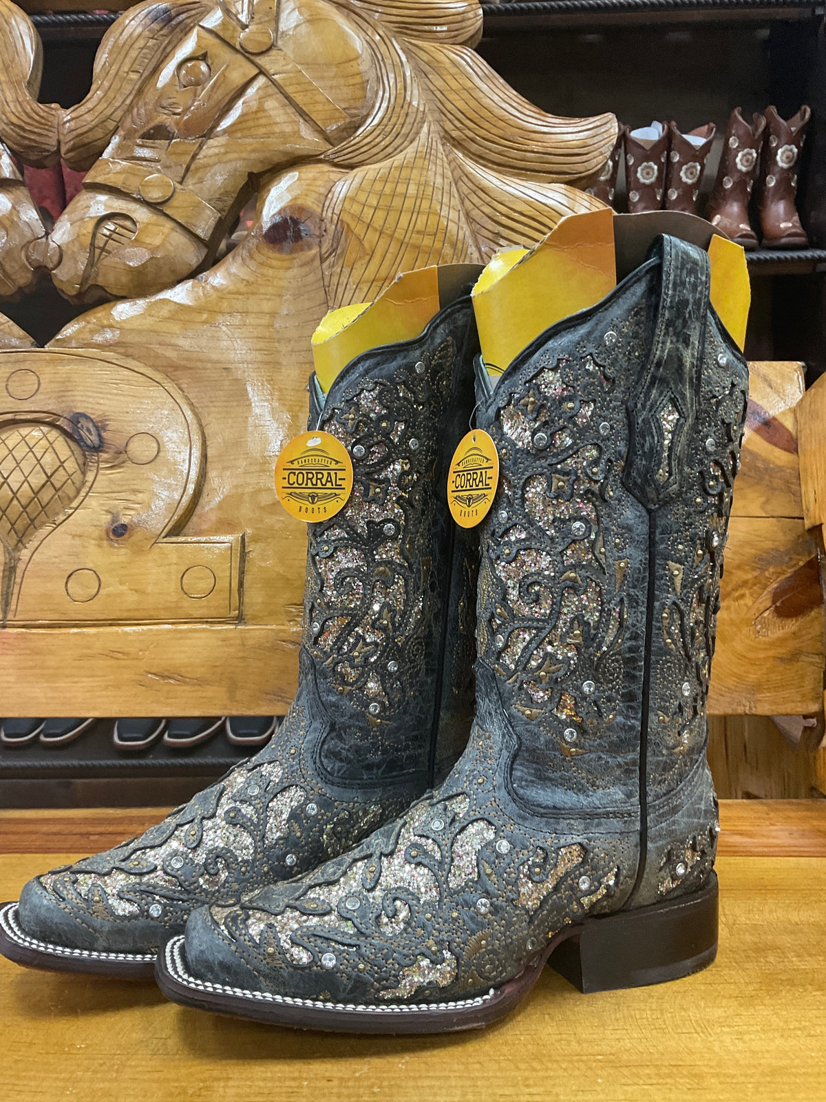 Corral Wmns blue with glitter inlay boot