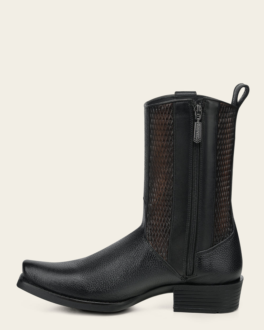 URBAN BOOT IN GENUINE ITALIAN DEER BLACK AND BOVINE LEATHER