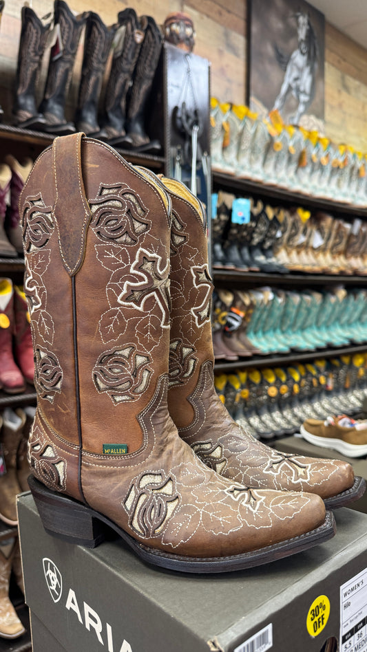 Mc ALLEN boots brown/light gold glitter design
