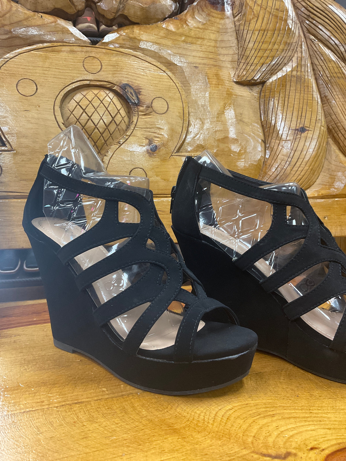 Flat black high heel