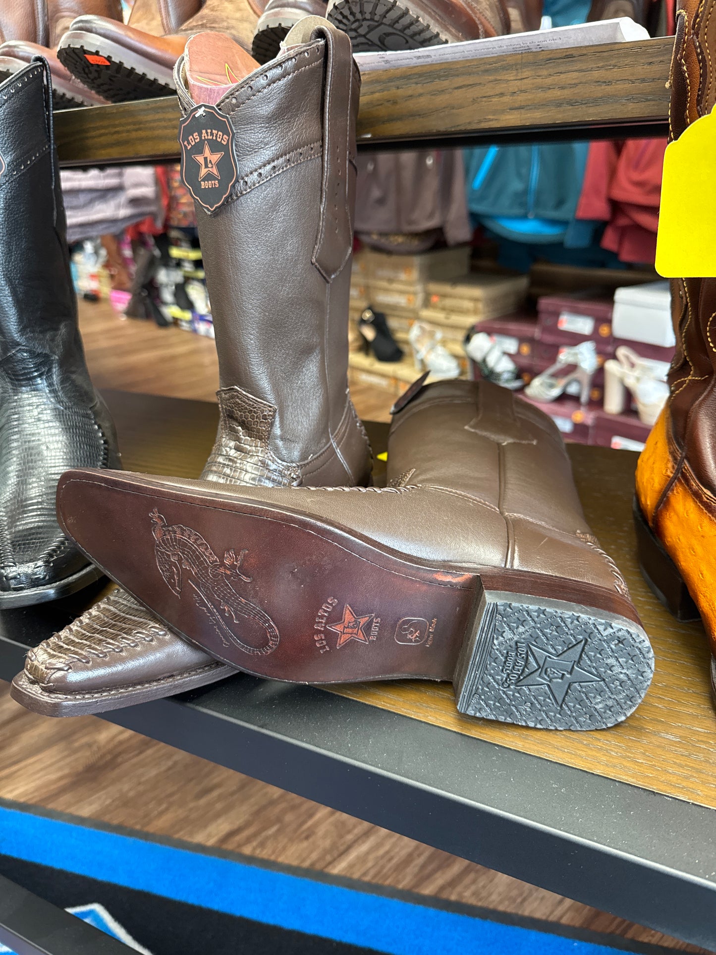 Los Altos Square Toe Lizard Teju 770707 Mens Brown Wide Cowboy Western Boots 6.5