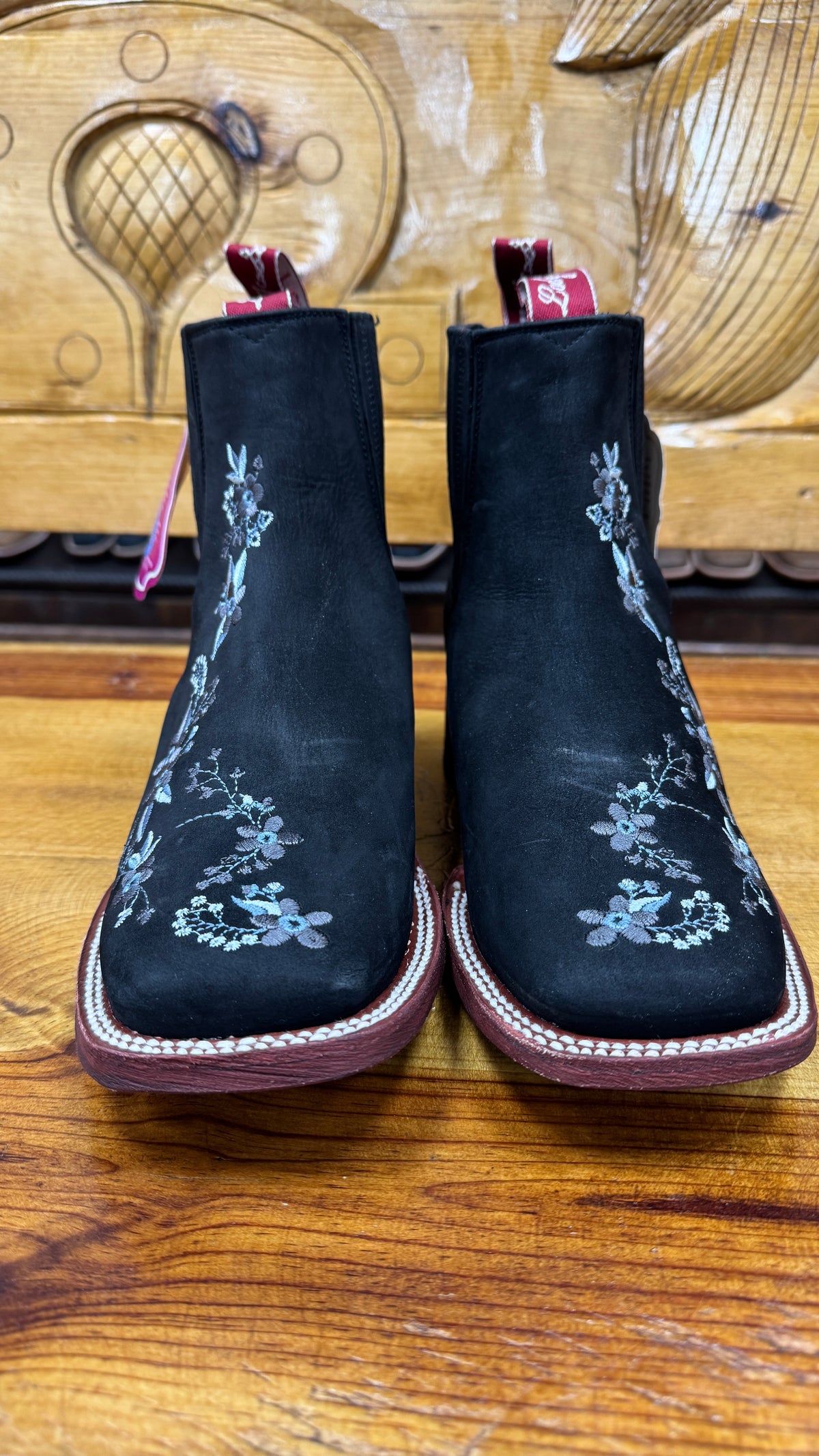 Lady canelo Women’s Western Rodeo Cowgirl Leather Flowered Half Boot Botin Botines Black