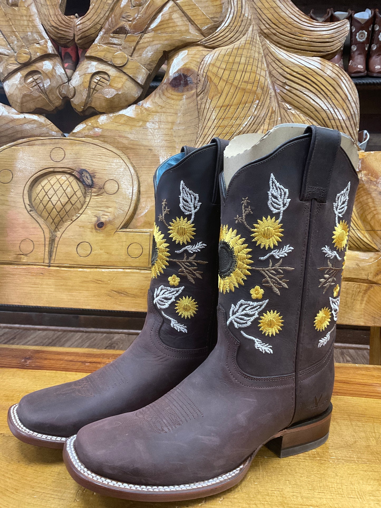 McAllen Wmns brown with sunflower boot