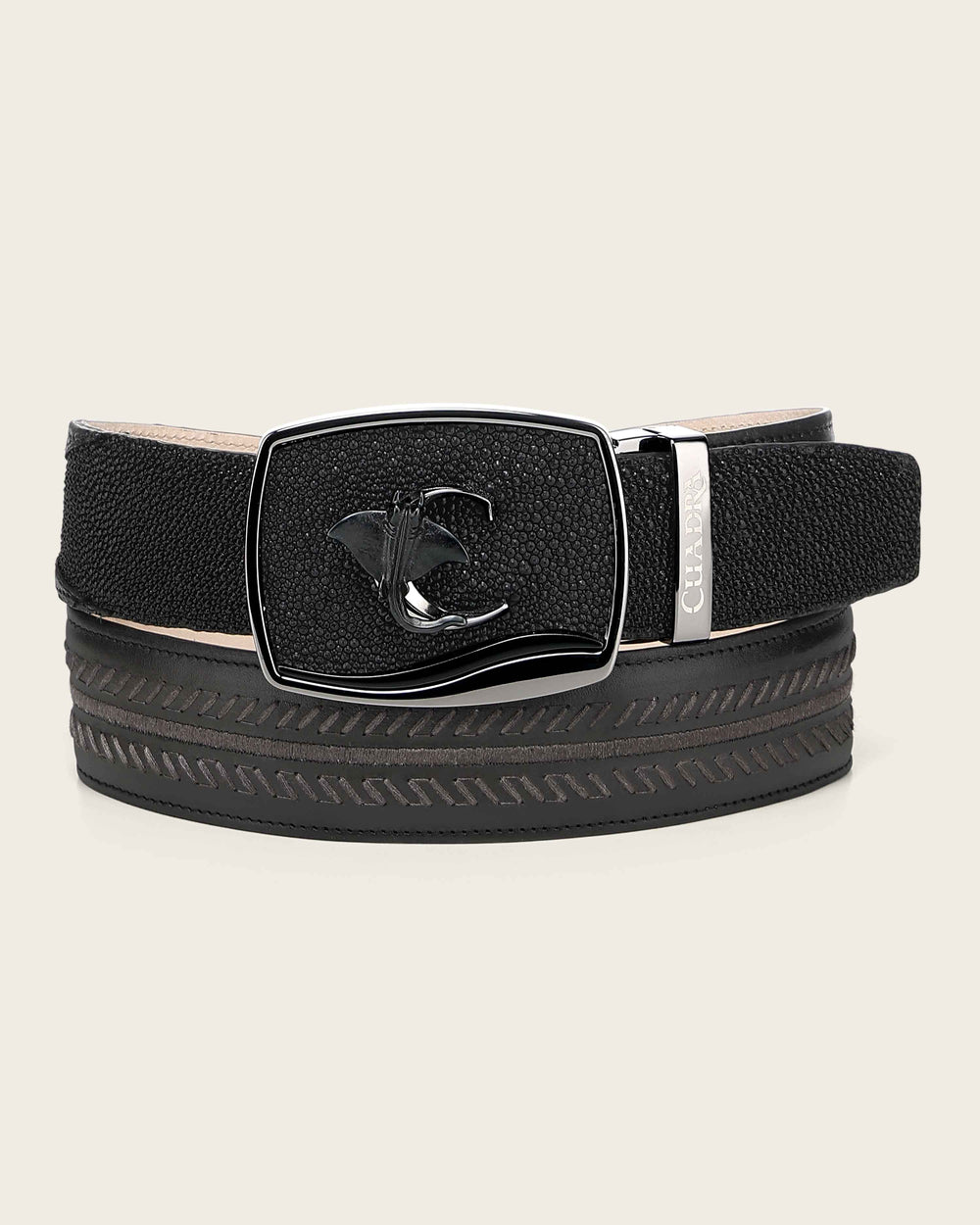 Cuadra Men’s Black Genuine Stingray Leather Western Belt BC475