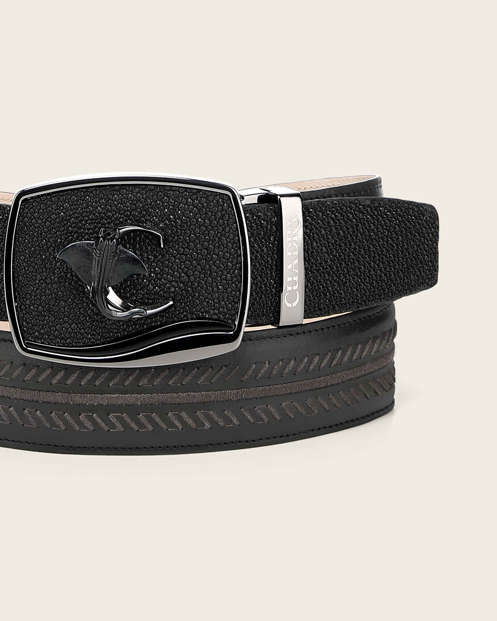 Cuadra Men’s Black Genuine Stingray Leather Western Belt BC475