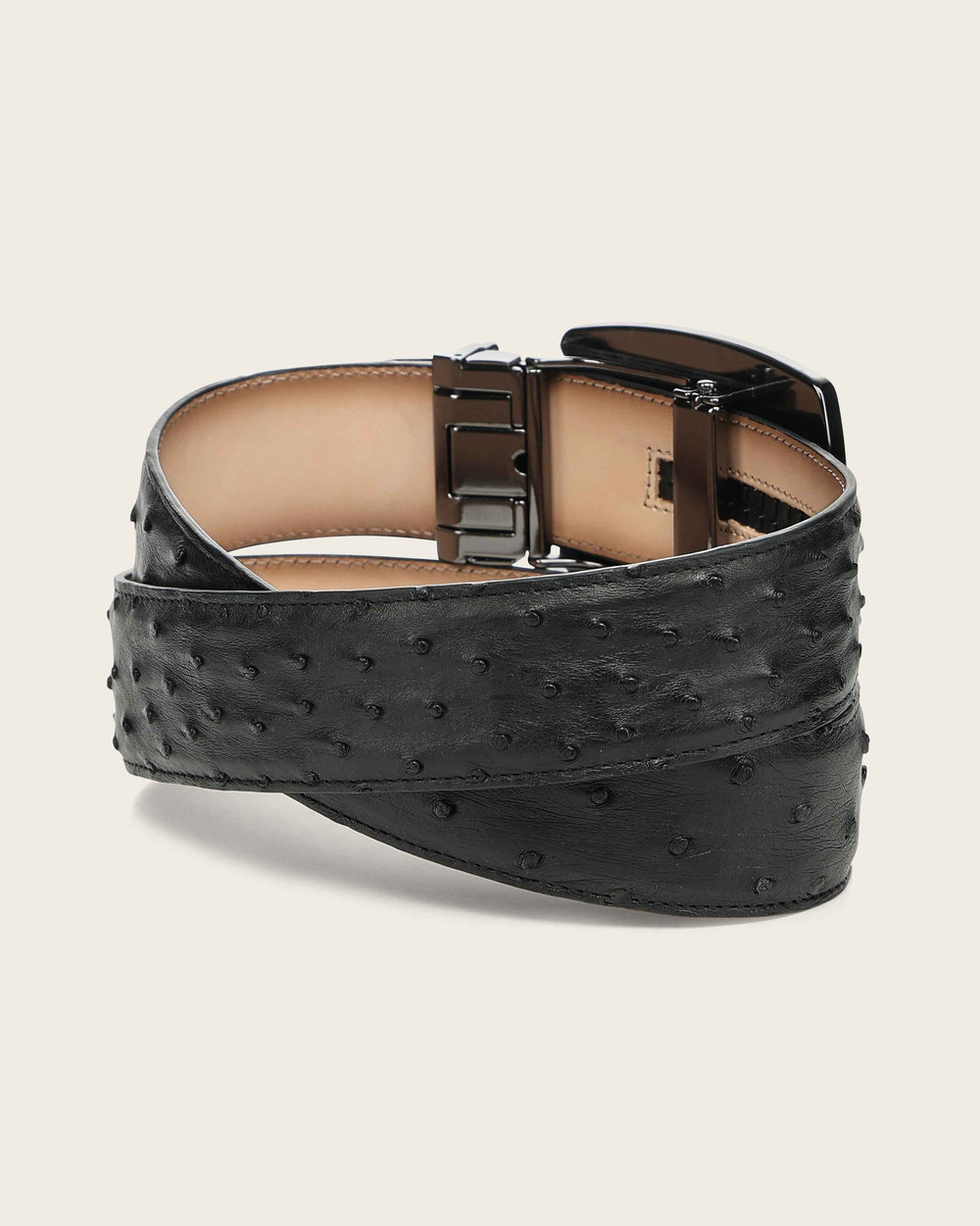 Cuadra Men’s Black Full Exotic Ostrich Leather Western Belt