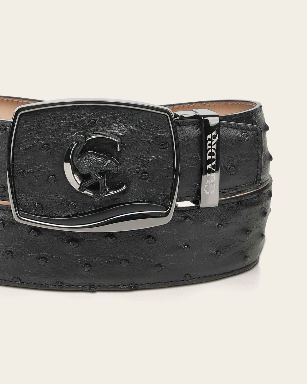 Cuadra Men’s Black Full Exotic Ostrich Leather Western Belt