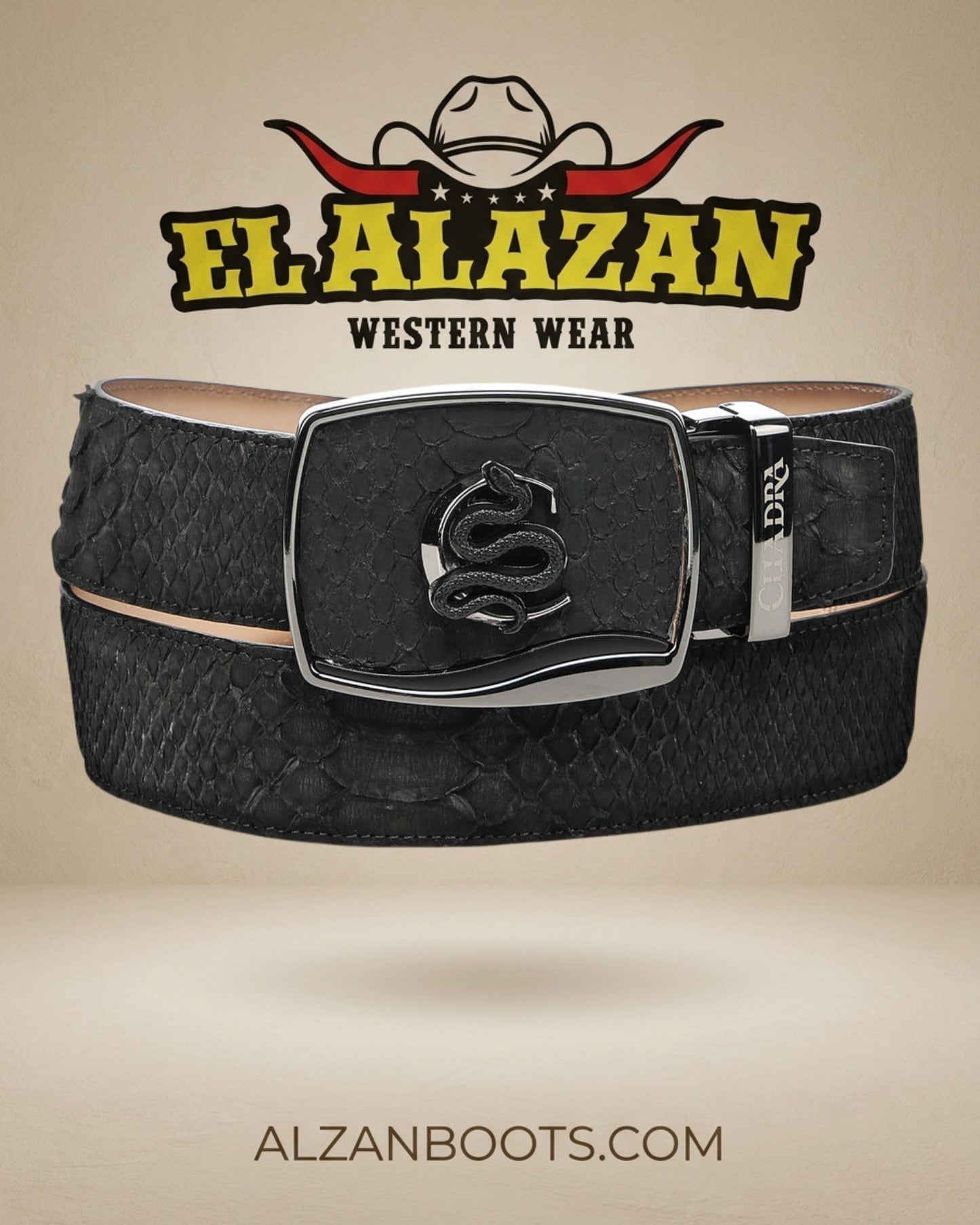 CUADRA BELT PYTHON BLACK