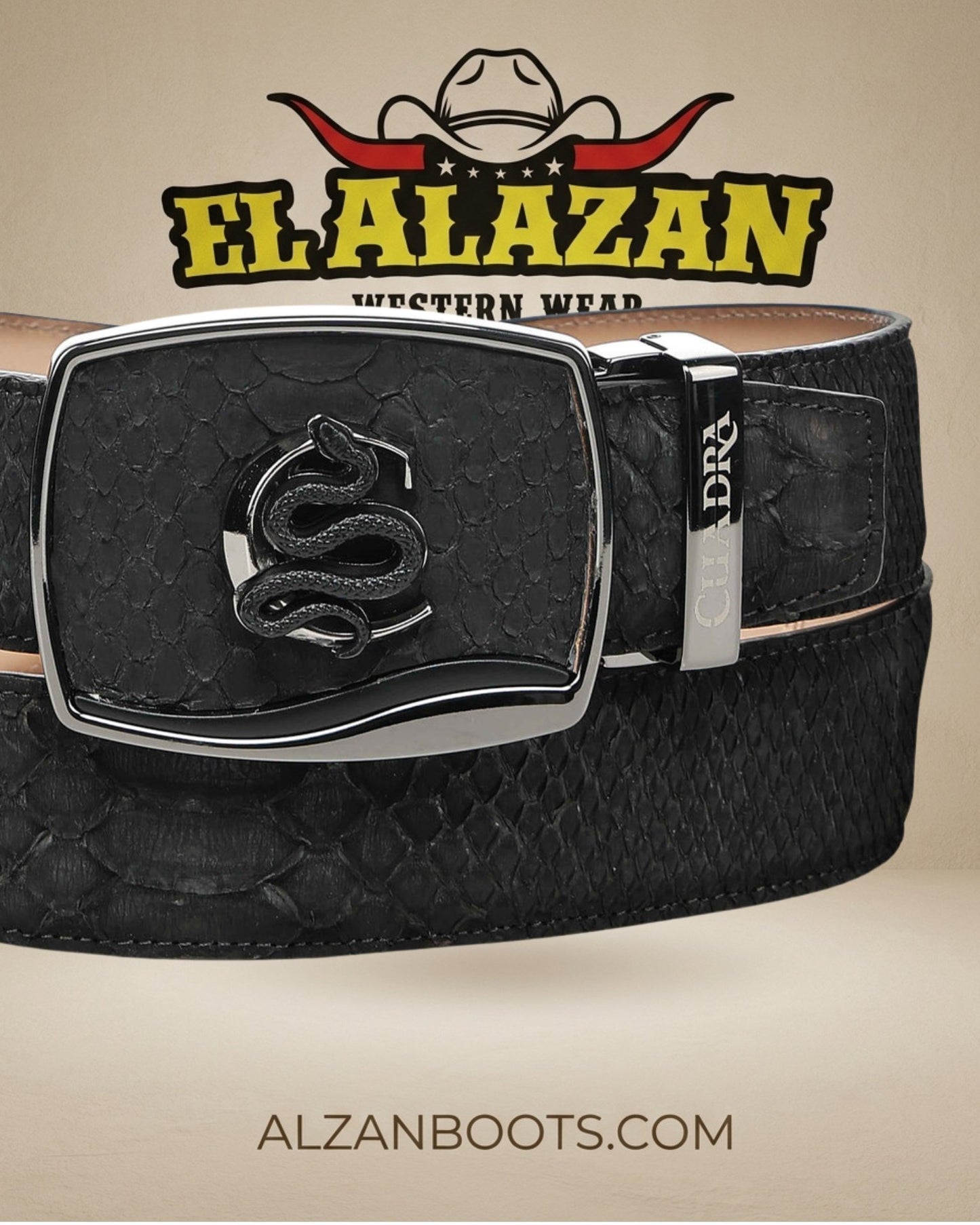 CUADRA BELT PYTHON BLACK