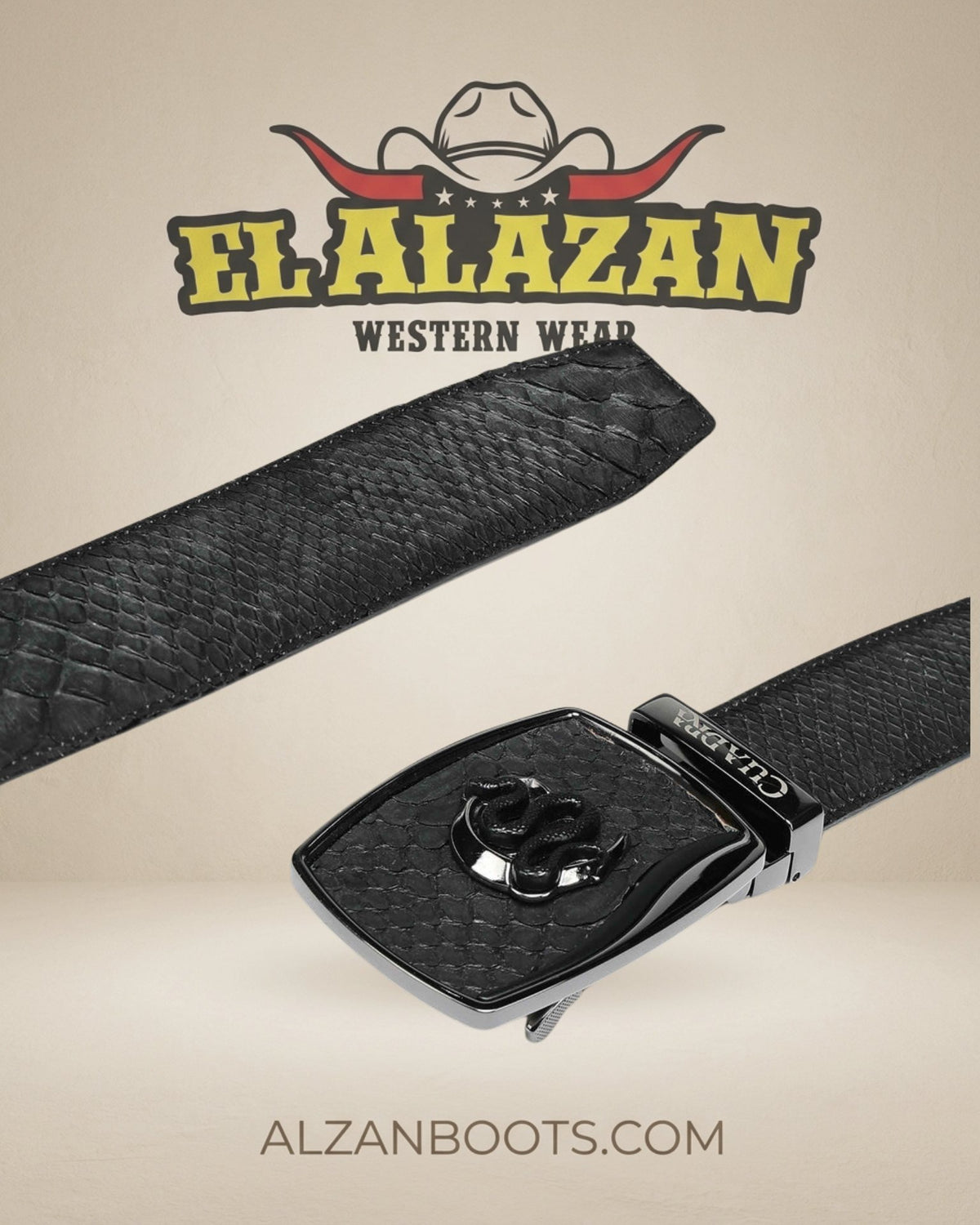 CUADRA BELT PYTHON BLACK