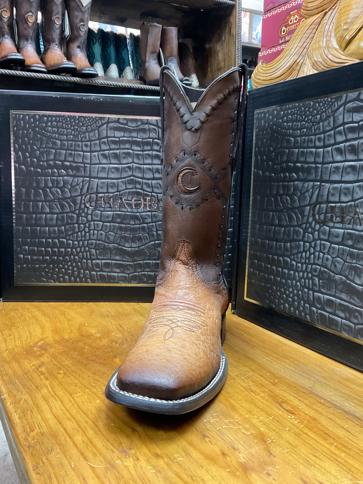 Cuadra Men’s Square Toe Boots Smooth Ostrich 3Z01AB - Flame Choco