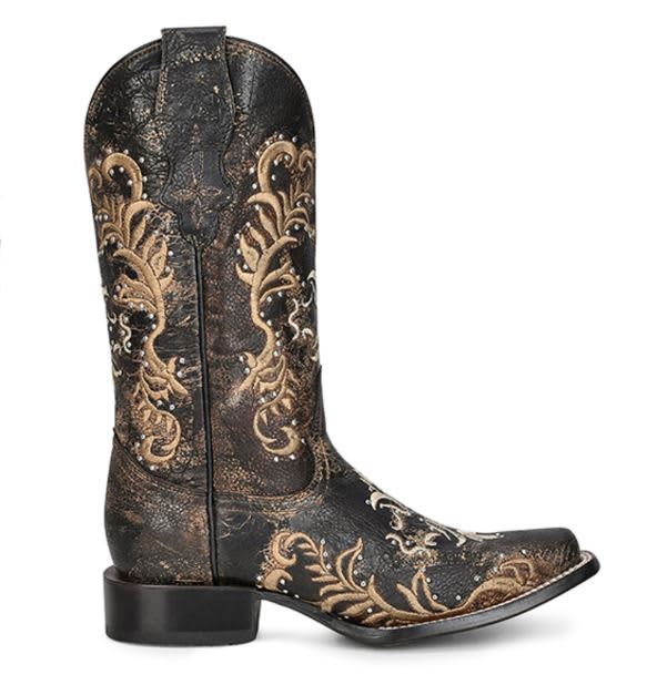 CIRCLE G® WOMENS EMBROIDERED SQUARE TOE WESTERN BOOT