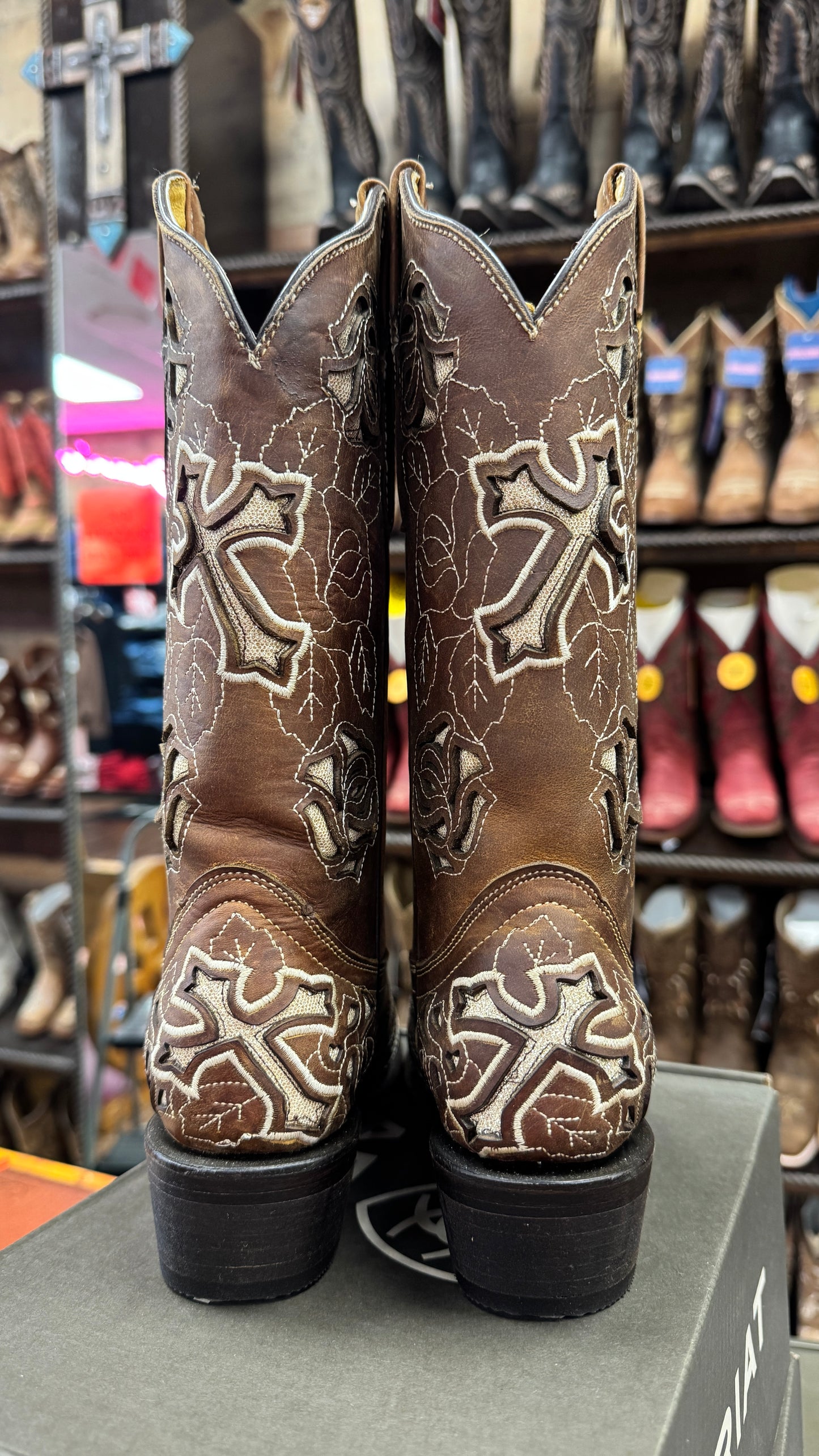 Mc ALLEN boots brown/light gold glitter design