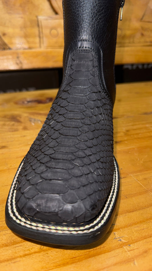 Los altos boots Python wide square toe rodeo boot with zipper