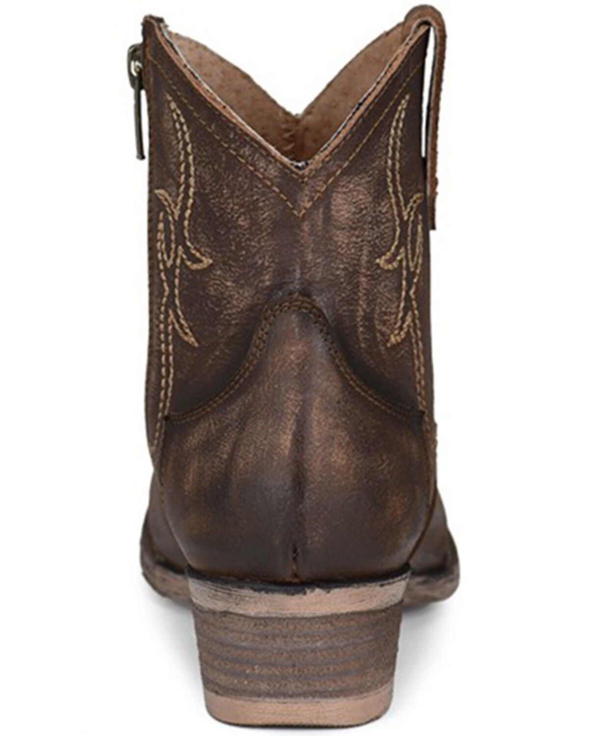 CIRCLE G WOMEN'S EMBROIDERED TOBACCO FASHION BOOTIES - ROUND TOE