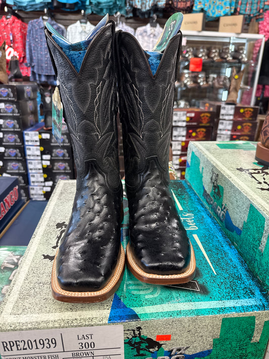 Reparo TX Black Ostrich Print Men’s boots