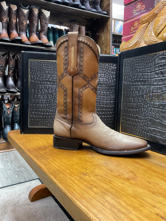Cuadra Square Toe Boots: Ostrich Belly Tan