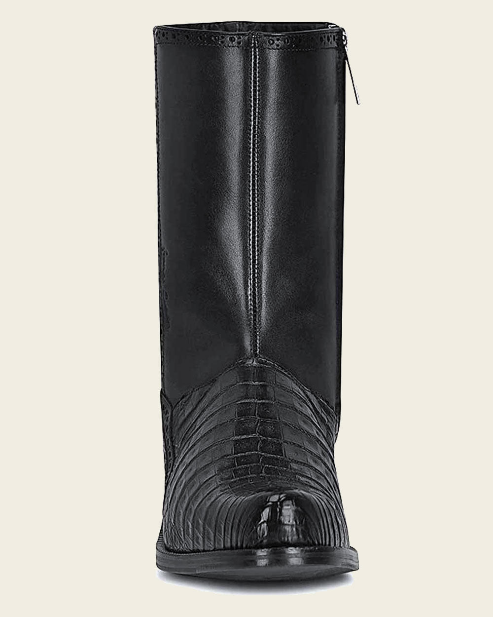 HAND-PAINTED EXOTIC BLACK LEATHER DRESS BOOTS
