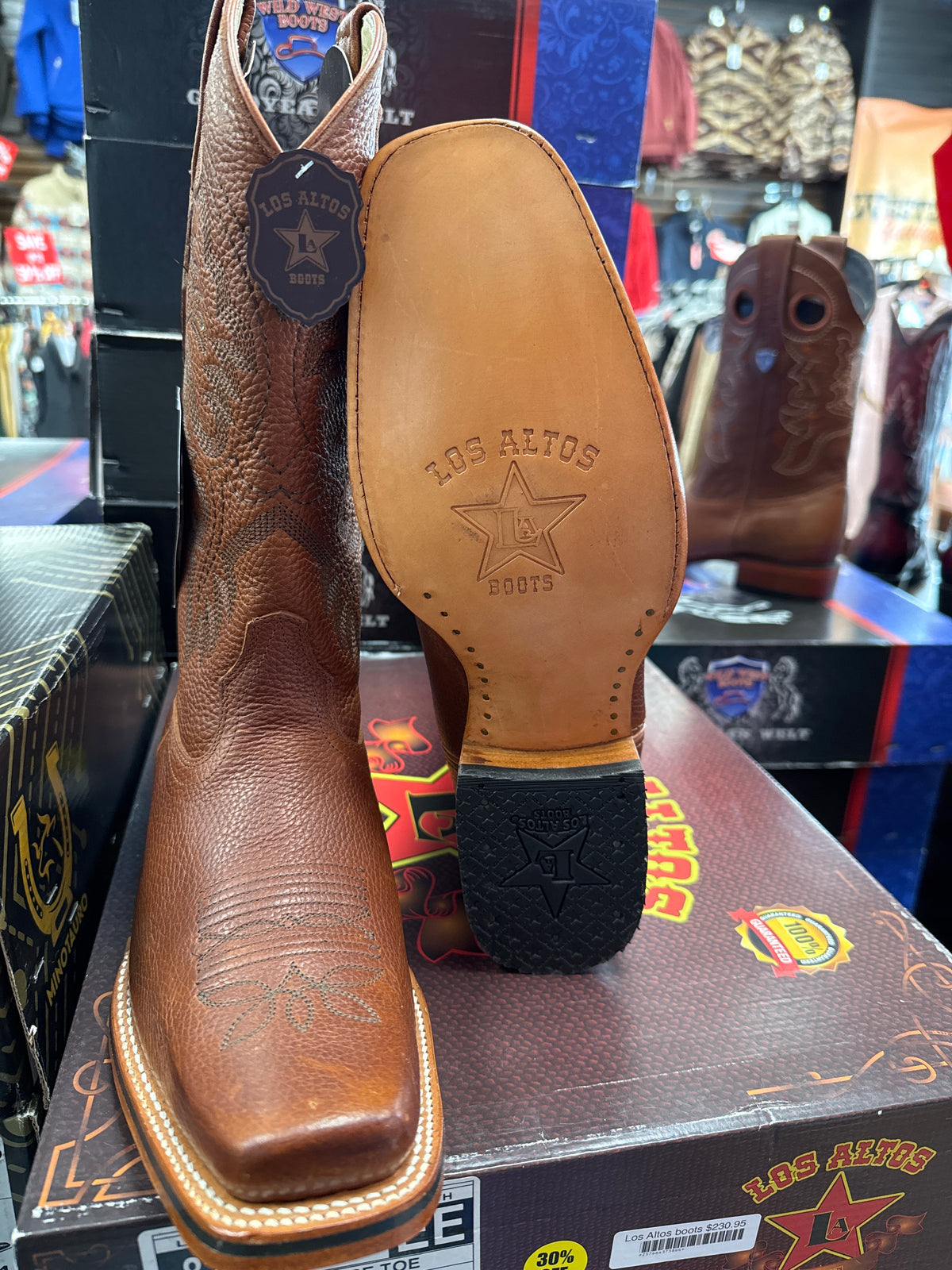 Los Altos boots men’s square toe grisly honey