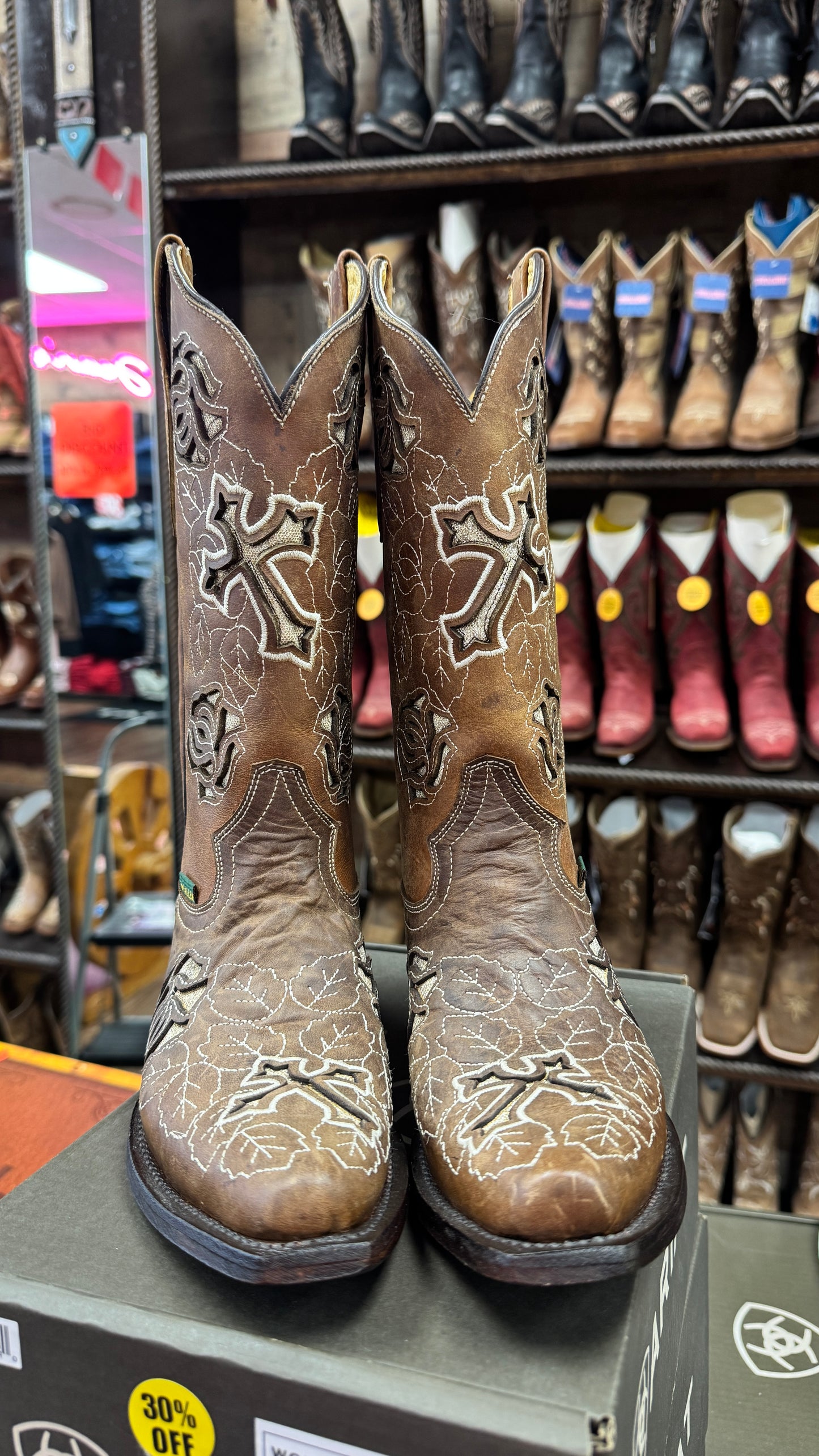 Mc ALLEN boots brown/light gold glitter design