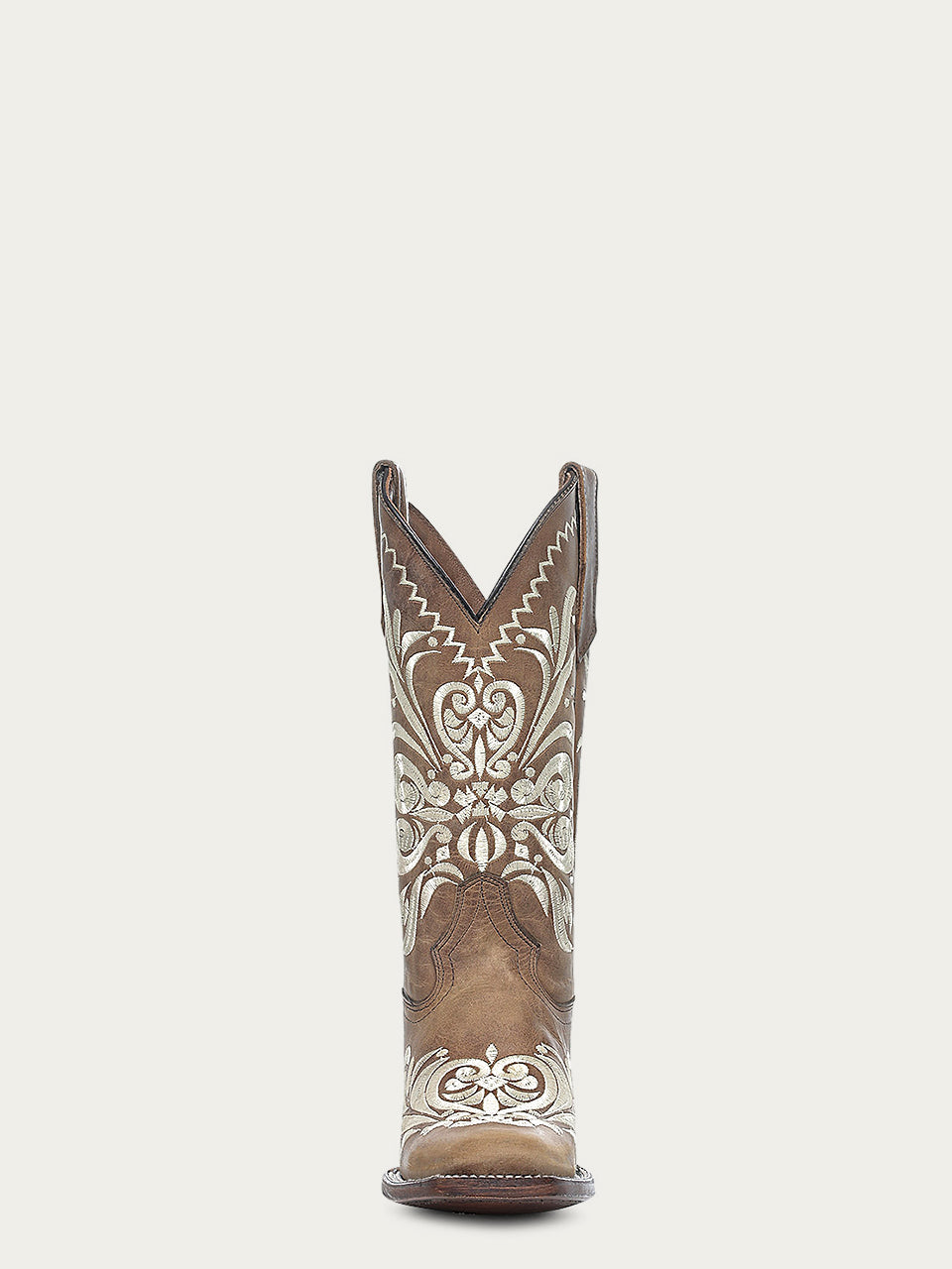 WOMEN'S LIGHT EMBROIDERY BROWN SQUARE TOE CIRCLE G COWBOY BOOT