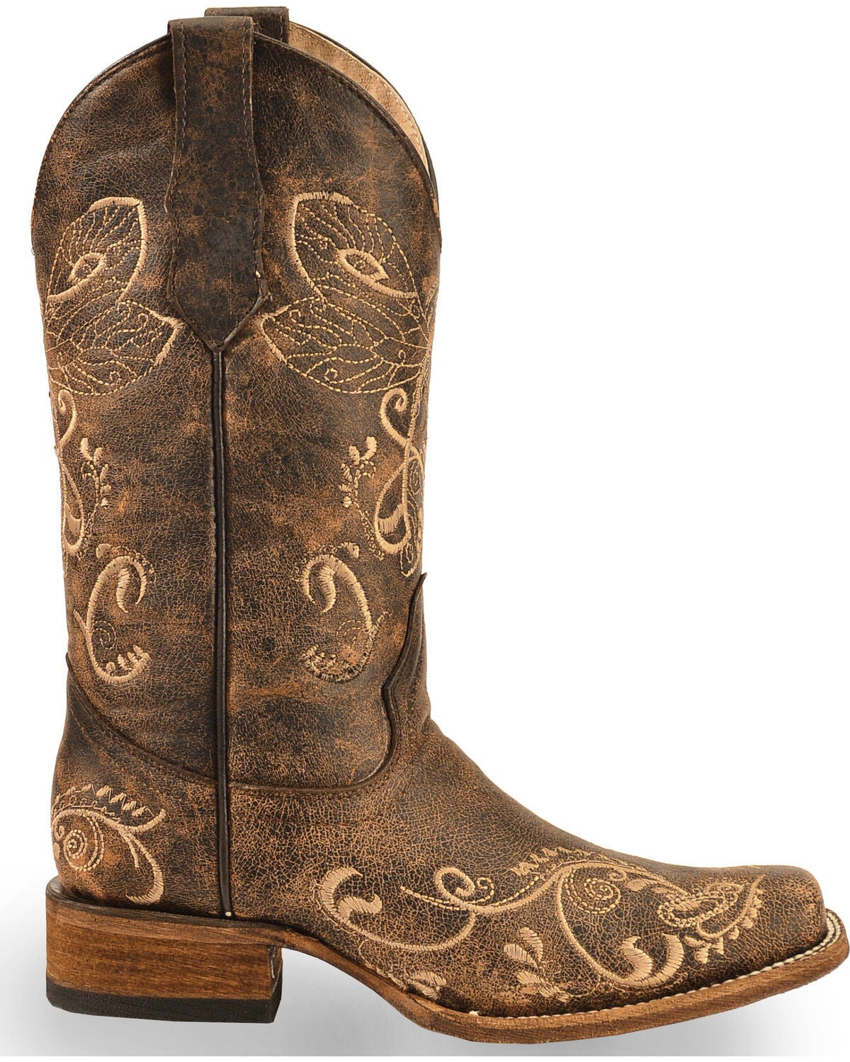 CIRCLE G WOMEN'S DRAGONFLY EMBROIDERED WESTERN BOOTS - SQUARE TOE