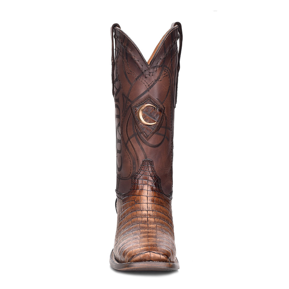 Cuadra Men’s Square-Toe Western Boots – Genuine Caiman Leather – Porto Maple