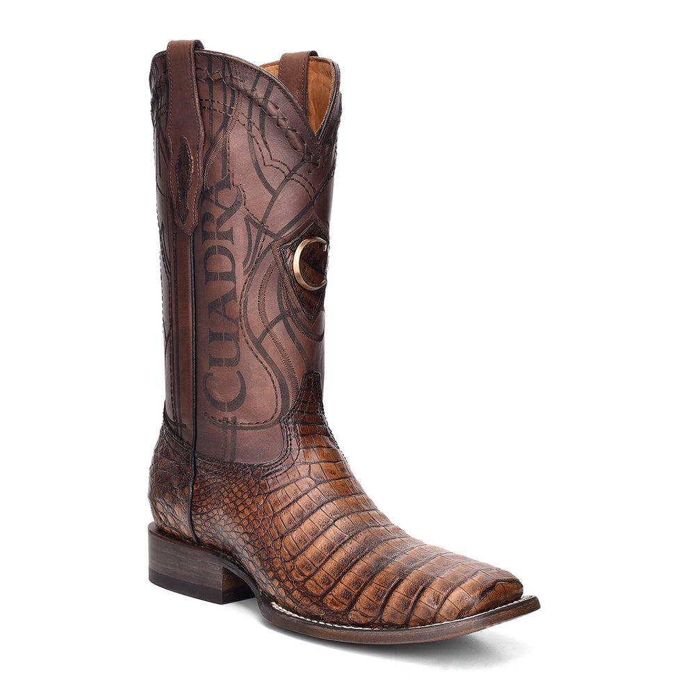 Cuadra Men’s Square-Toe Western Boots – Genuine Caiman Leather – Porto Maple