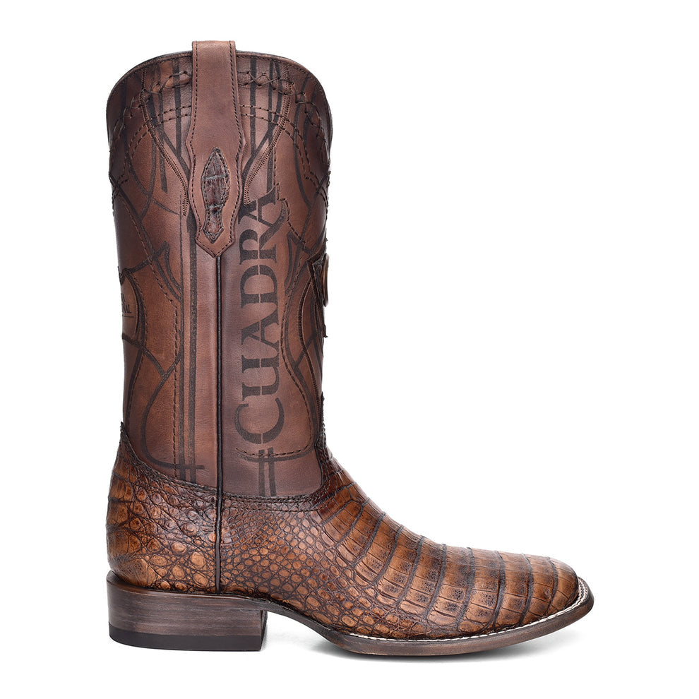 Cuadra Men’s Square-Toe Western Boots – Genuine Caiman Leather – Porto Maple