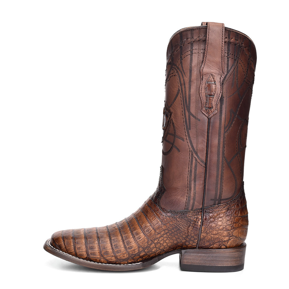 Cuadra Men’s Square-Toe Western Boots – Genuine Caiman Leather – Porto Maple