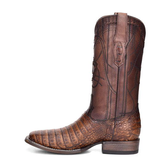 Cuadra Men’s Square-Toe Western Boots – Genuine Caiman Leather – Porto Maple