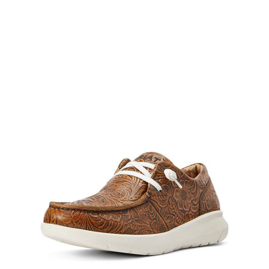 Womens brown floral emboss hilo