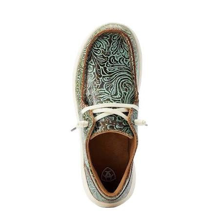women’s vintage turq floral emboss hilo