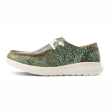women’s vintage turq floral emboss hilo