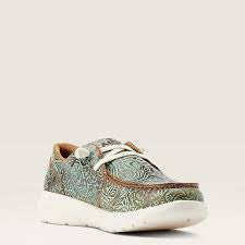women’s vintage turq floral emboss hilo