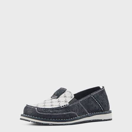 Women’s black suede , blk and white ariat logo print cruiser