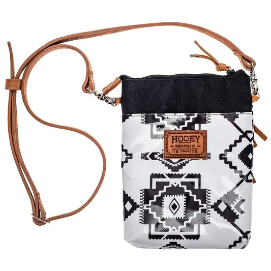 “Whiteriver” white/black Aztec pattern, Crossbody
