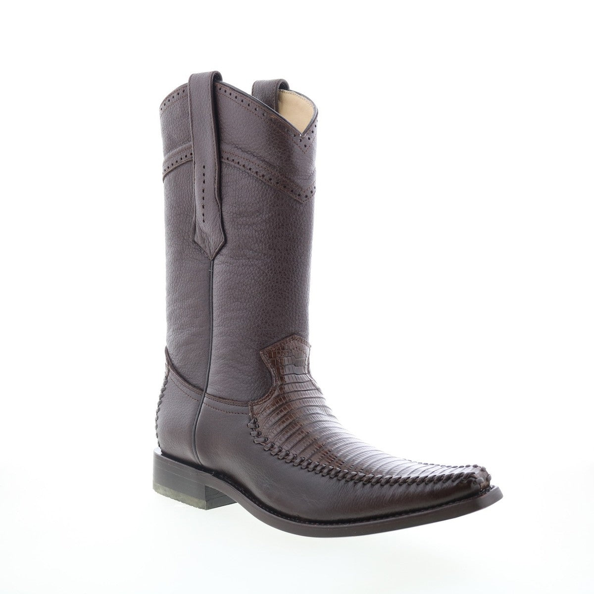 Los Altos Square Toe Lizard Teju 770707 Mens Brown Wide Cowboy Western Boots 6.5